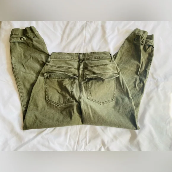 🌹 3 for $25 Express Women’s Cropped Straight High Rise Army Green Pants Size 0 - Picture 2 of 7